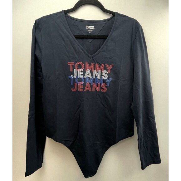 Tommy Jeans Women's Navy Blue Thong Bodysuit Size Large - Picture 1 of 10